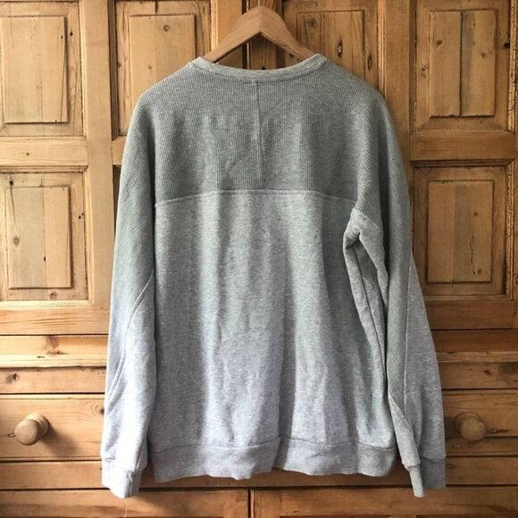 Adidas Men's Small Gray Rib Crewneck Sweater Pullover Casual Longsleeve Logo - Picture 5 of 7